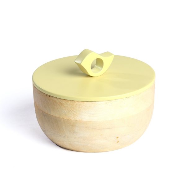 FireFlies Lemon Grass Mango Wood Container 0.5 L, Artisan Crafted, Handcrafted Sustainable Wooden Container With Lift Off Lids, Food Safe Containers, Kitchen Décor Storage & Organizing Accessories