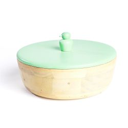 FireFlies Green Tea Mango Wood Container 1 L, Artisan Crafted, Handcrafted Sustainable Wooden Container With Lift Off Lids, Food Safe Containers, Kitchen Décor Storage & Organizing Accessories