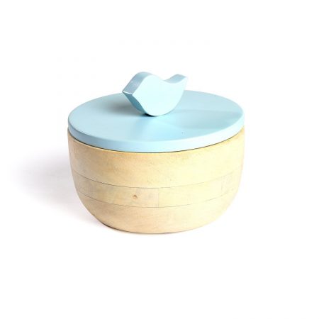 FireFlies Timeless Blue Mango Wood Container 0.3 L, Artisan Crafted, Handcrafted Sustainable Wooden Container With Lift Off Lids, Food Safe Containers, Kitchen Décor Storage & Organizing Accessories