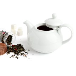 Urban Snackers Tea Pot 12OZ/34CL, White Porcelain Tea Pot, for Serving Tea in Hotel & Home, Tea Lover, Gifting
