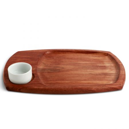 Urban Snackers Combo of 2 Pcs (Wooden Platter 36 cm, One Cup Teapot 12 Oz/34 Cl)|Gifting Accessories|In Hotels, Kitchen, Home, Restaurant