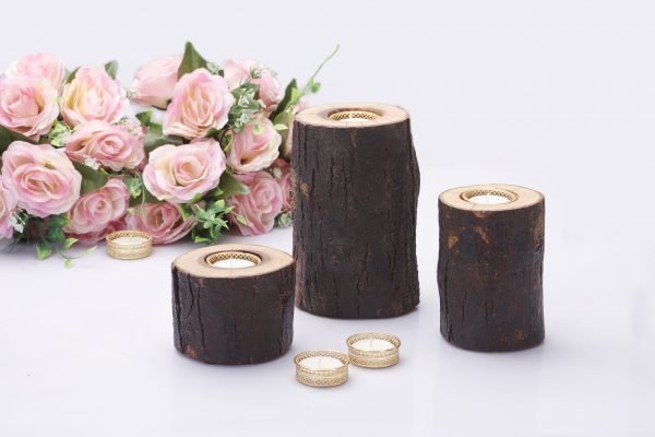 Fireflies Wooden Log T-light candle holder Set of 3 / Tealight /Wooden Candle Holder/Candle Stand/ T light holder /T light set / Gift/ Home Decor/ lighting ideas/ Wooden Gift And Accessories