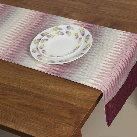 FireFlies Purple & Beige Ikat Print Table Runner with 100% Cotton for Office Kitchen Dining Wedding Party Home Decor 33 X 150 cm