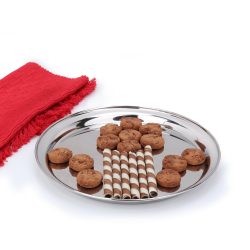 Urban Snackers Round Serving Tray (Stainless Steel, 25 cm, 420 Gms)