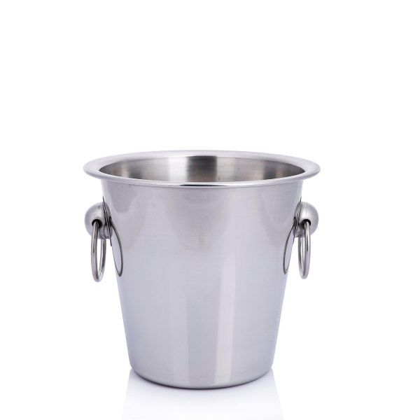 Ice Bucket Plain With Knob & Ring 14 Cm (Stainless Steel) by Urban Snackers