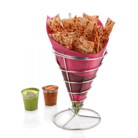 Urban Snackers Cone Chip Basket- Appetiser Cones, Chip Cones Taper Holder (Stainless Steel)