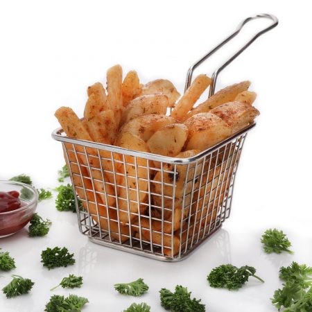Urban Snackers Mini Fry Basket for French Fry, Fryer Basket Strainer Serving Food Presentation (Stainless Steel)