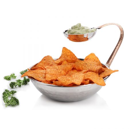 Urban Snackers Chip N Dip Hammered Dip Bowl/for Serving Snacks Home Hotel Restaurant (Stainless Steel)